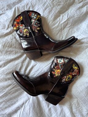 Sz 6.5 Circus By Sam Edelman Josephina Patchwork Ankle Cowboy Booties NWOB
